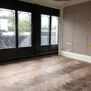 Carrymay-人字藝術拼花-曲伸之道-曲線月彎-北美胡桃1